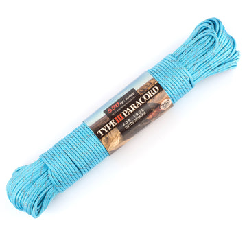 HERCULES Reflective 550 Paracord Lake Blue for Camping Rope Type III Parachute Cord HERCULES